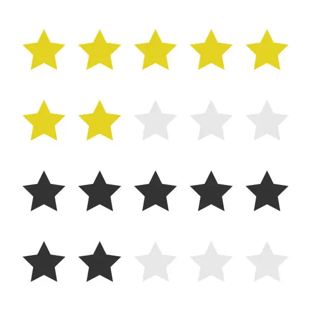 Vector illustration of Five Stars Rating Icon Vector Design on White Background.