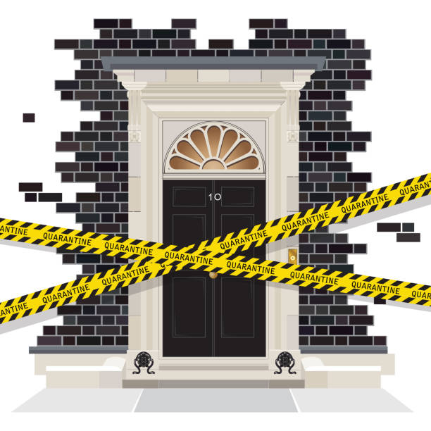 illustrazioni stock, clip art, cartoni animati e icone di tendenza di 10 downing street in quarantena - whitehall street downing street city of westminster uk