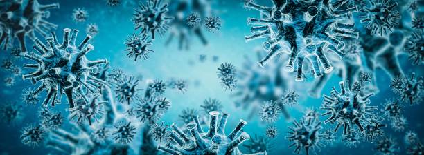 istock Image of flu COVID-19 virus cell. Coronavirus Covid 19 outbreak influenza background. 1215185132