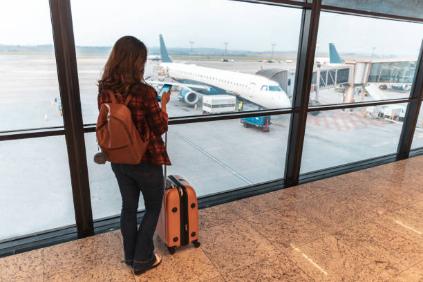 istock Tourist waiting for flight time 1215188569
