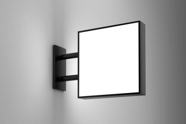 blank square light box sign mockup with copy space - lightbox imagens e fotografias de stock