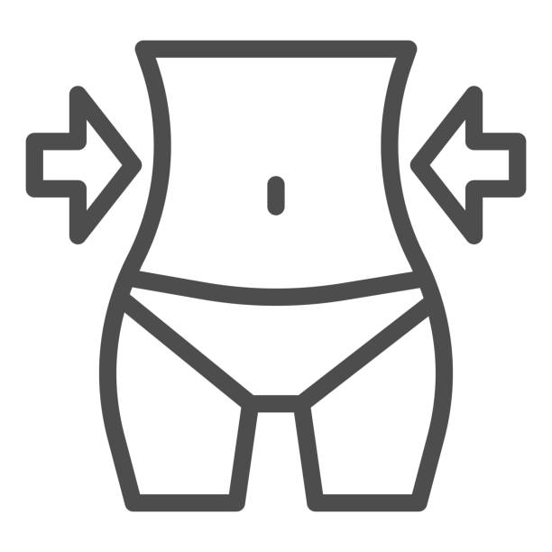 Weight loss figure line and solid icon. Female fitness model with arrows symbol, outline style pictogram on white background. Healthy lifestyle sign for mobile concept and web design. Vector graphics. Weight loss figure line and solid icon. Female fitness model with arrows symbol, outline style pictogram on white background. Healthy lifestyle sign for mobile concept and web design. Vector graphics health club illustrations stock illustrations