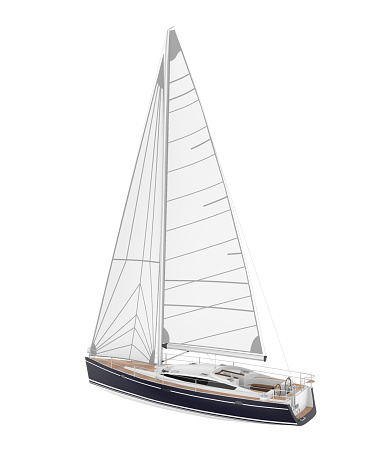 Sail Boat isolated on white background. 3D render