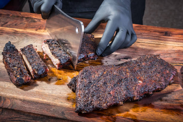 istock Cleaving some smoked pork ribs 1215196902