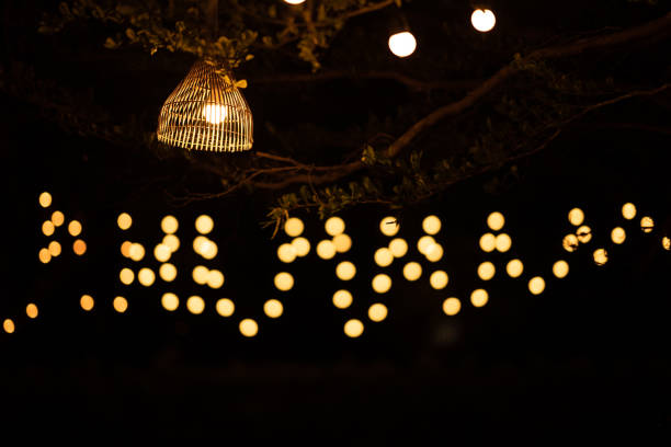 istock Lamp light and bokeh on night time background 1215197730