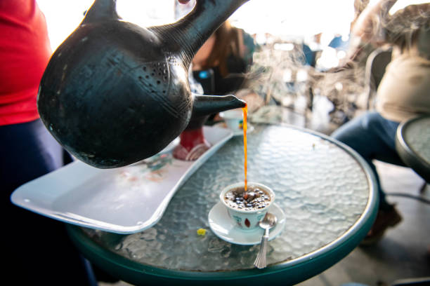 Smoke from the incense served with the coffee Africa, Ethiopia. Traditional coffee is served with incense addis ababa ethiopia photos stock pictures, royalty-free photos & images