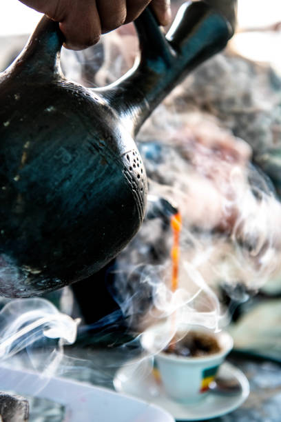 Africa, Ethiopia. Traditional coffee is served with incense