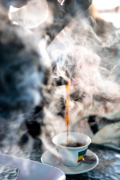 Africa, Ethiopia. Traditional coffee is served with incense