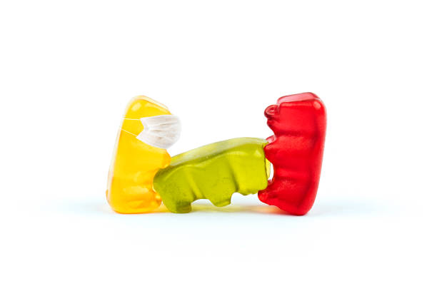 Coronavirus covid-19 Jellybeans mask isolated pandemic on white background