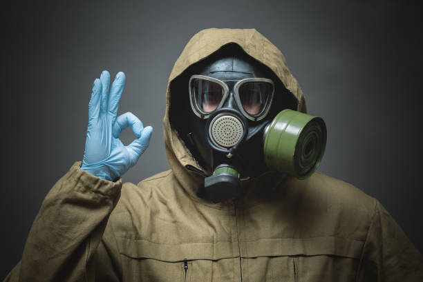 istock Man in gas mask. 1215206227