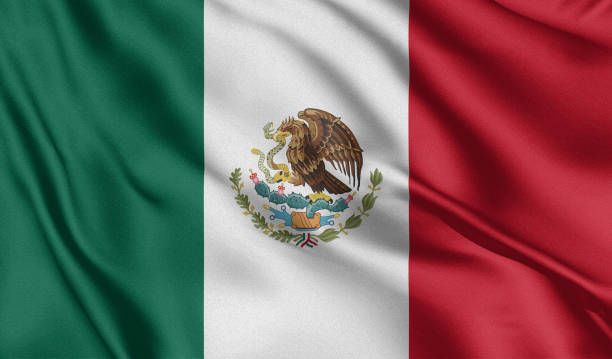 Waving color flag. Silk texure. 3d illustration. Waving color flag. Silk texure. 3d illustration. mexican flag stock pictures, royalty-free photos & images