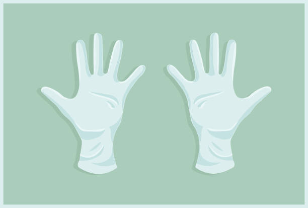 Medical gloves Medical gloves with flat background surgical glove stock illustrations