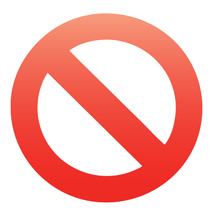 Prohibiting sign. Circle red warning icon. Template for button or web applications.