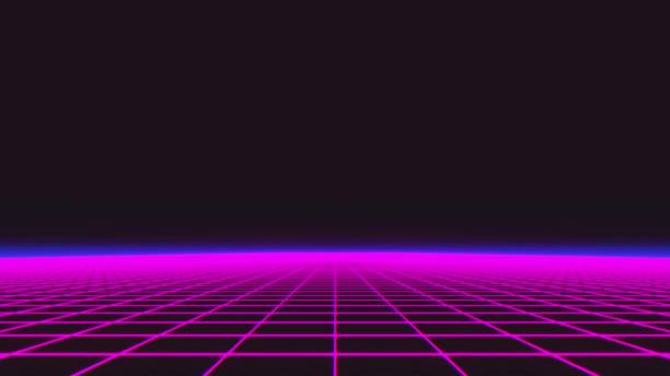 istock Synthwave wireframe net 1980s Retro Futurism Background 3d rendering 1215209615