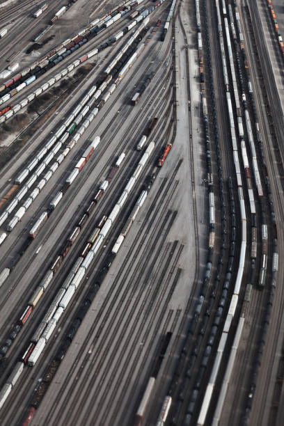 istock Aerial View of a Train Yard 1215210504