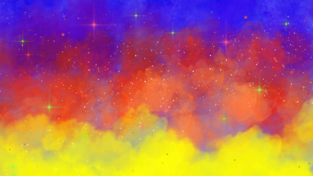 istock Hand-Painted Watercolor Background of Outer Space Nebula with Star Field - Copy Space 1215214477