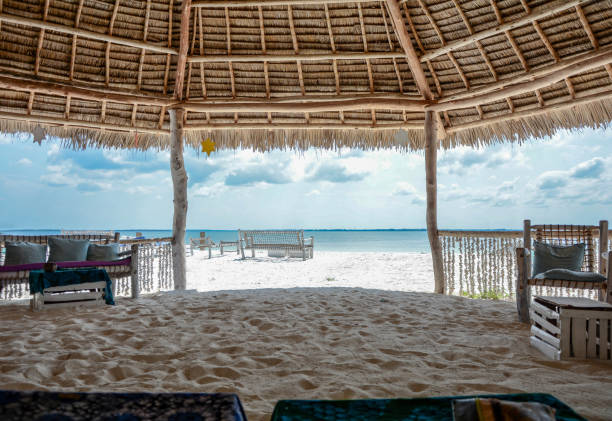 istock Beach bar and white sand for relaxation 1215217831