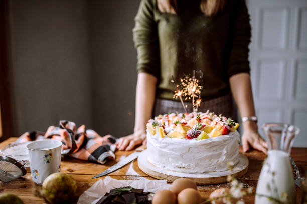 istock Delicious cake with sprinklers for birthday 1215221157