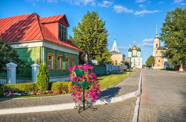 Photo of house on the street and temples of the Kolomna