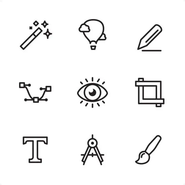 Vector illustration of Design Studio - Single Line icons