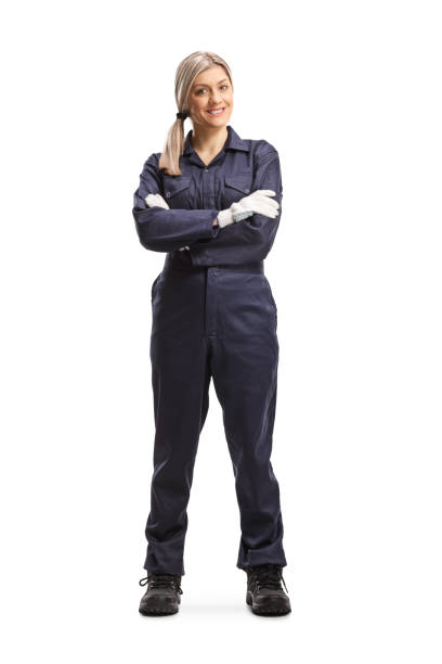 istock Female worker in an overall uniform 1215230194