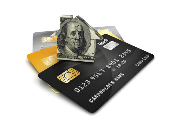istock Credit Cards with Dollar Puzzle Chart - 3D Rendering 1215231707