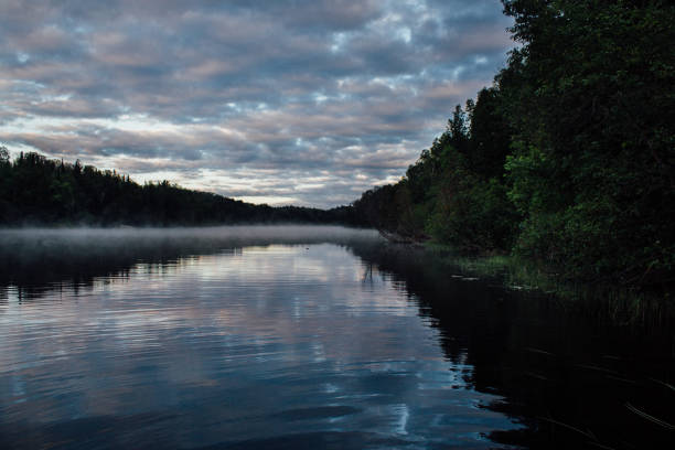 istock Mist on The Spanish River in Massey Ontario with cloudy sky 1215232539