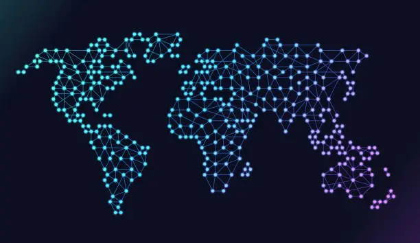 Vector illustration of World Map Line Networks