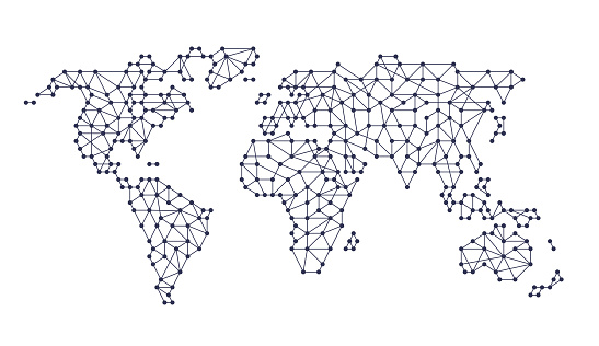 World map networks line gradient internet connectivity routes shape design.