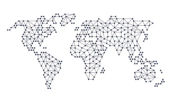 Vector illustration of World Connectivity Line Continents Pattern