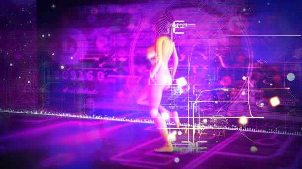 istock artificial intelligence robot walking in a cyber punk digital world 1215237566