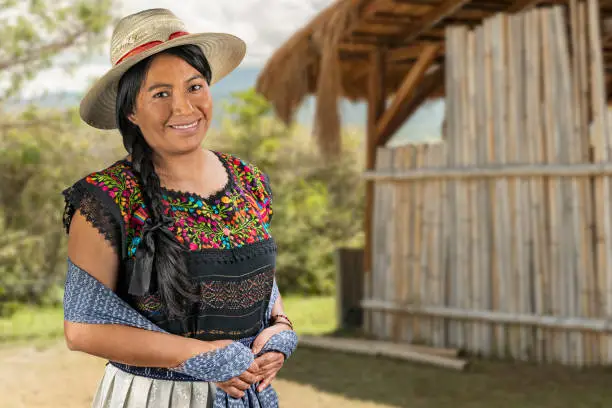 Candid portrait of native woman wearing a colorful blouse