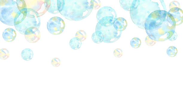 수채화 거품 프레임 - water drop bubble bubble wand stock illustrations