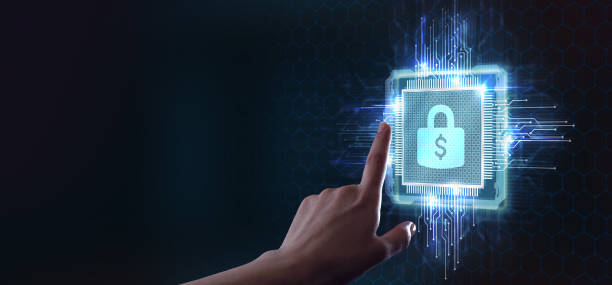istock Cyber security data protection business technology privacy concept. Young businessman  select the icon security on the virtual display. 1215250184