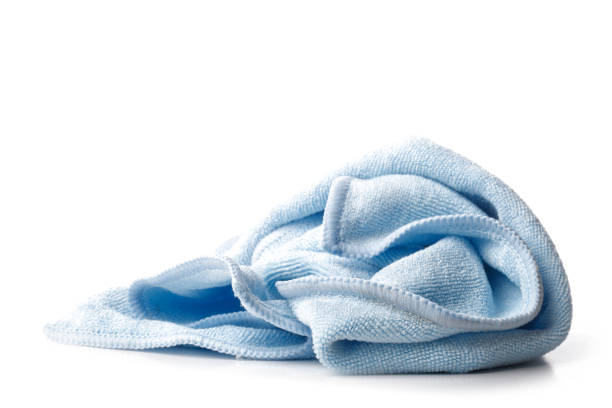 Blue Microfiber Towel on White Background