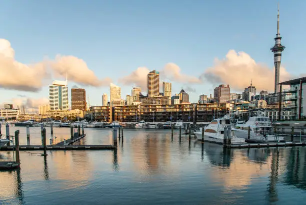 Photo of Scenery view of Viaduct Harbour in the central of Auckland, New Zealand.