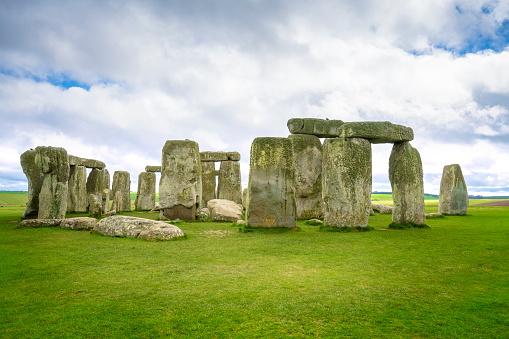 Stonehenge an ancient prehistoric stone monument near Salisbury, Wiltshire, UK. in England