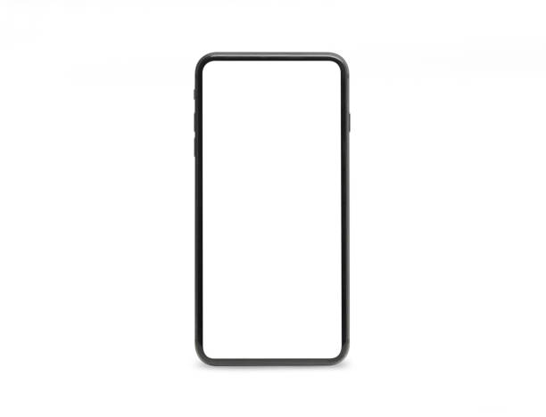 istock Black mobile smartphone mockup with blank screen isolated on white background with clipping path, Can use mock-up for your application or website design project 1215253509