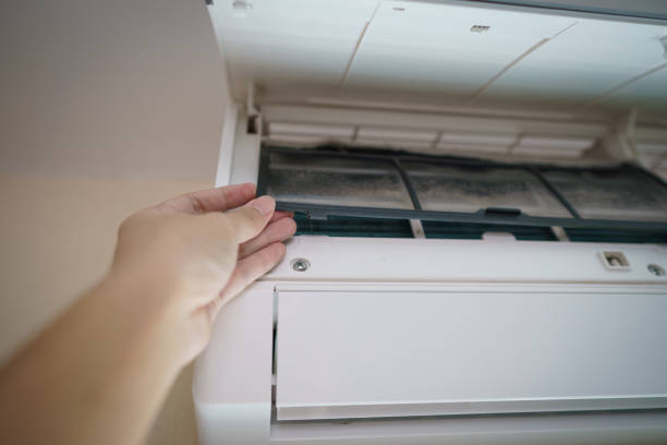 istock Dirty air conditioner filter need cleaning 1215261077