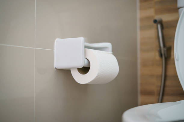 istock a roll of toilet paper tissue. 1215261732