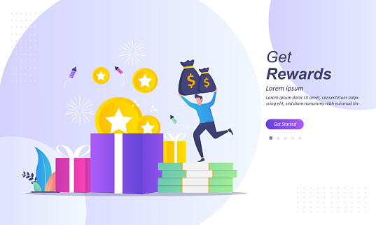 Earn Point concept, Loyalty program and get rewards, Suitable for web landing page, ui, mobile app, banner template. Vector Illustration.
