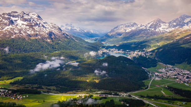 istock Dramatic Alpine landscape above St Moritz, Engadine – Muottas Muragl – Switzerland 1215265041