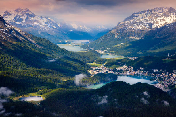 istock Dramatic Alpine landscape above St Moritz, Engadine – Muottas Muragl – Switzerland 1215265724