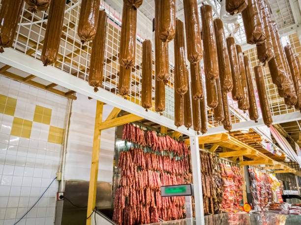 Different kinds of sausages sausages with spices
