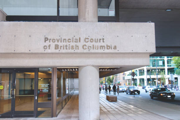 Sign of Provincial Court of British Columbia in Vancouver stock photo
