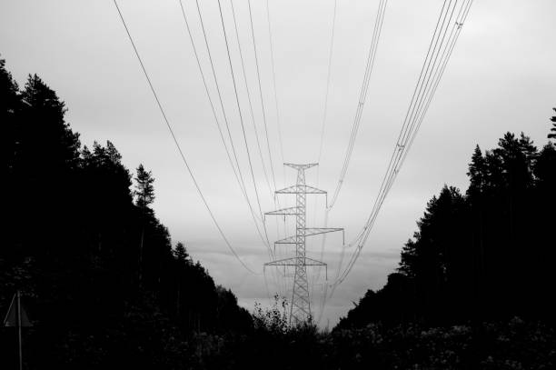 istock High-voltage power transmission tower. Power line. 1215270604