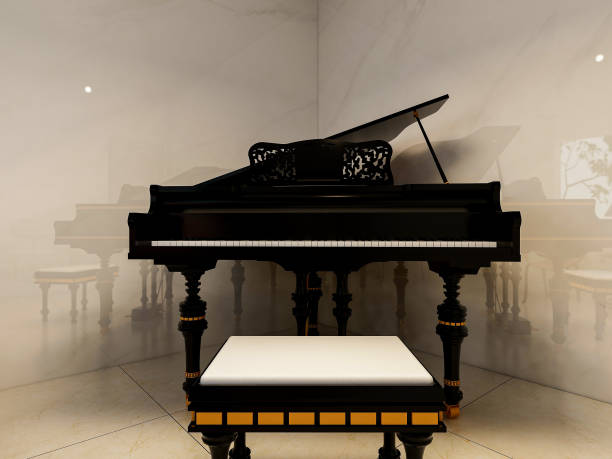 istock 3D rendering, bedroom with chair and piano 1215271803