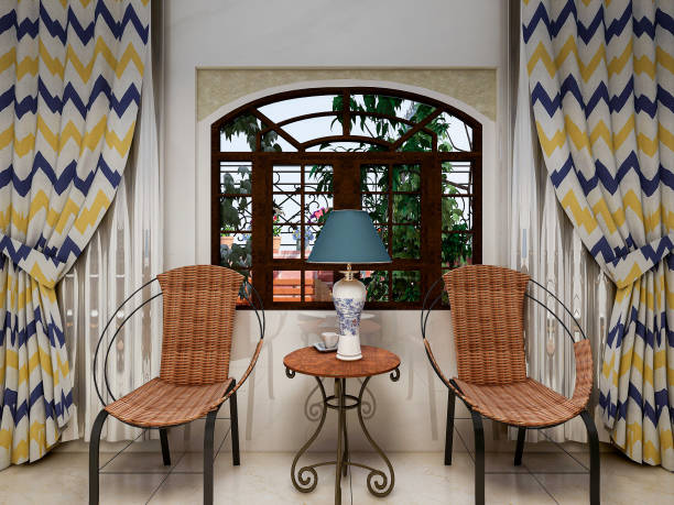 istock 3D rendering, bedroom with chair and piano 1215271807