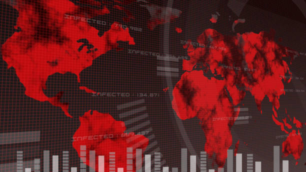 istock World map crisis virus spread pandemic warning sci-fi HUD UI user interface futuristic design background 3D COVID Corona virus infected counting number warning alert sign hazard concept 1215275392