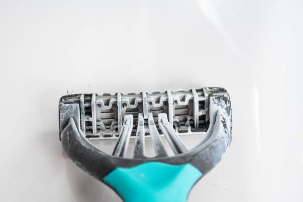 A everyday using tool in bathroom for man named razor blade. Blue background